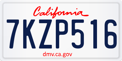CA license plate 7KZP516