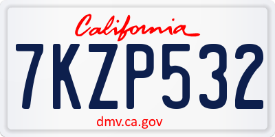CA license plate 7KZP532