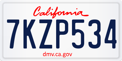 CA license plate 7KZP534