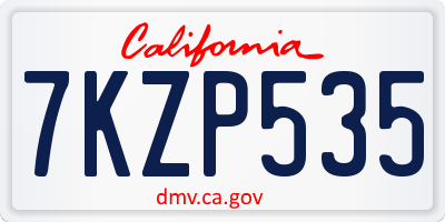 CA license plate 7KZP535