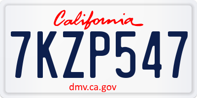 CA license plate 7KZP547
