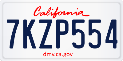 CA license plate 7KZP554