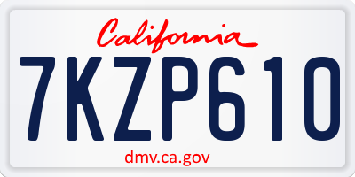 CA license plate 7KZP610