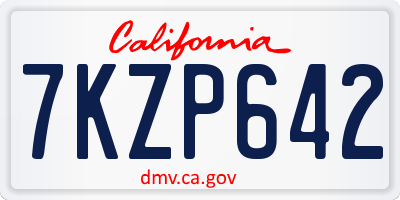 CA license plate 7KZP642