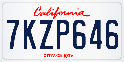 CA license plate 7KZP646