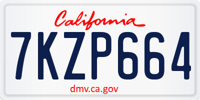 CA license plate 7KZP664