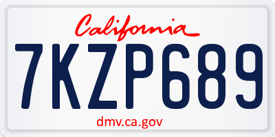 CA license plate 7KZP689