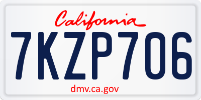 CA license plate 7KZP706