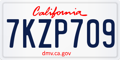 CA license plate 7KZP709