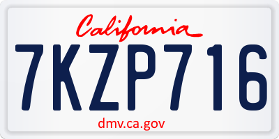 CA license plate 7KZP716