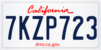 CA license plate 7KZP723