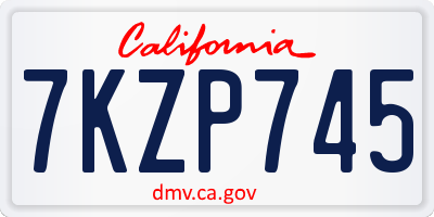 CA license plate 7KZP745