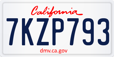 CA license plate 7KZP793