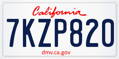 CA license plate 7KZP820