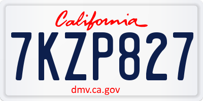 CA license plate 7KZP827