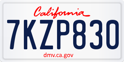 CA license plate 7KZP830