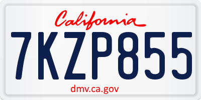 CA license plate 7KZP855