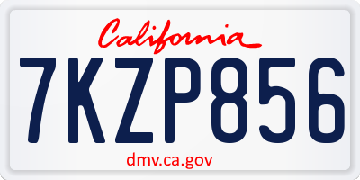 CA license plate 7KZP856
