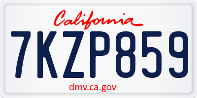 CA license plate 7KZP859