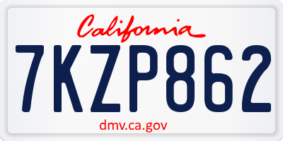CA license plate 7KZP862