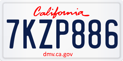 CA license plate 7KZP886