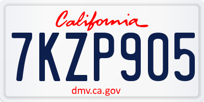 CA license plate 7KZP905