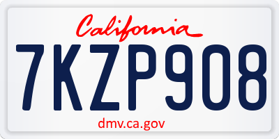 CA license plate 7KZP908