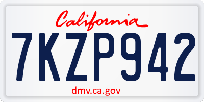 CA license plate 7KZP942