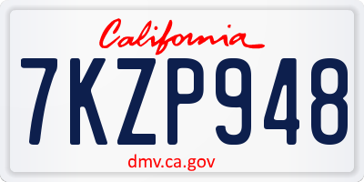 CA license plate 7KZP948