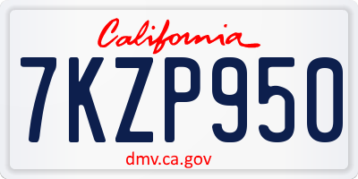 CA license plate 7KZP950