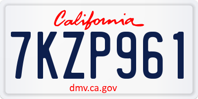 CA license plate 7KZP961