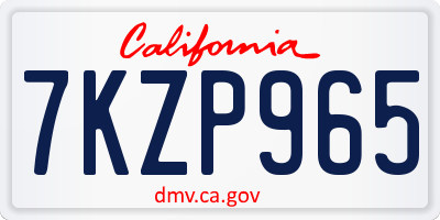 CA license plate 7KZP965