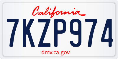 CA license plate 7KZP974