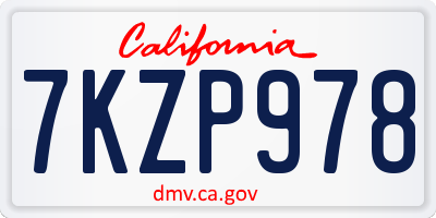 CA license plate 7KZP978