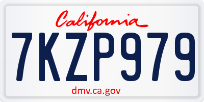 CA license plate 7KZP979