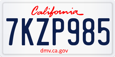 CA license plate 7KZP985