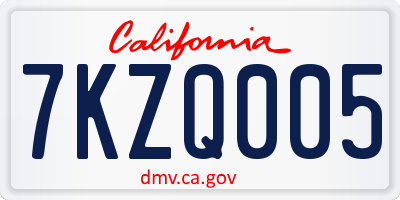 CA license plate 7KZQ005
