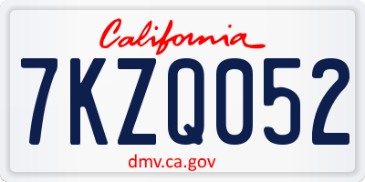 CA license plate 7KZQ052