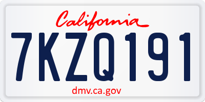 CA license plate 7KZQ191