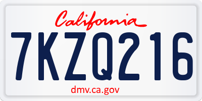 CA license plate 7KZQ216
