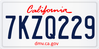 CA license plate 7KZQ229