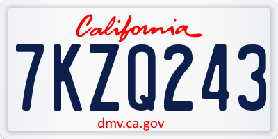 CA license plate 7KZQ243