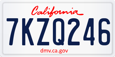 CA license plate 7KZQ246