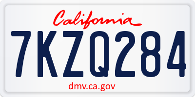 CA license plate 7KZQ284