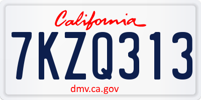 CA license plate 7KZQ313