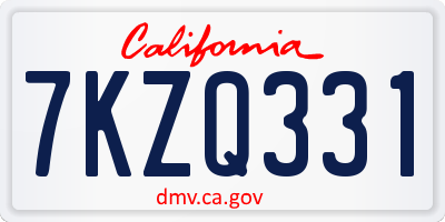 CA license plate 7KZQ331
