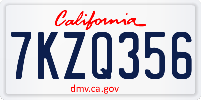 CA license plate 7KZQ356