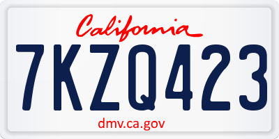 CA license plate 7KZQ423