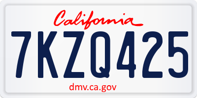 CA license plate 7KZQ425