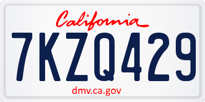 CA license plate 7KZQ429
